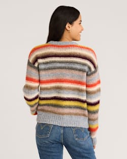 ALTERNATE VIEW OF WOMEN'S ALPACA STRIPED SWEATER IN DUSTY BLUE MULTI image number 3