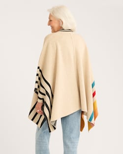 ALTERNATE VIEW OF WOMEN'S LAMBSWOOL BLANKET CAPE IN IRISH CREAM MULTI image number 3