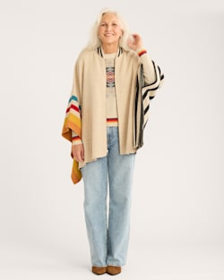 ALTERNATE VIEW OF WOMEN'S LAMBSWOOL BLANKET CAPE IN IRISH CREAM MULTI image number 5