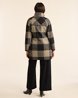 ALTERNATE VIEW OF WOMEN'S PACIFIC HEIGHTS TOPPER COAT IN GREY/TAN PLAID image number 3