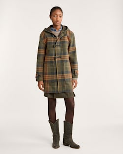 WOMEN'S CAMP DUFFEL COAT IN NAVY/OLIVE CAMP PLAID image number 1