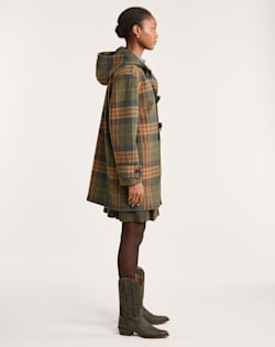 ALTERNATE VIEW OF WOMEN'S CAMP DUFFEL COAT IN NAVY/OLIVE CAMP PLAID image number 2