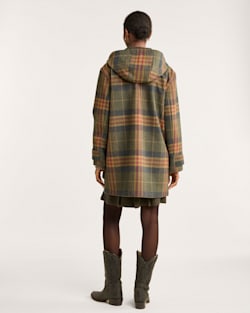 ALTERNATE VIEW OF WOMEN'S CAMP DUFFEL COAT IN NAVY/OLIVE CAMP PLAID image number 3