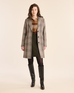 WOMEN'S PLAID LOMBARD WOOL WALKER COAT IN GREY PLAID image number 1