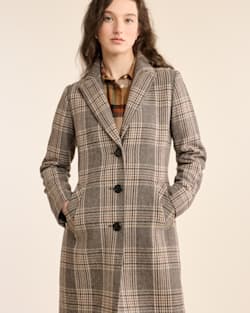 ALTERNATE VIEW OF WOMEN'S PLAID LOMBARD WOOL WALKER COAT IN GREY PLAID image number 4