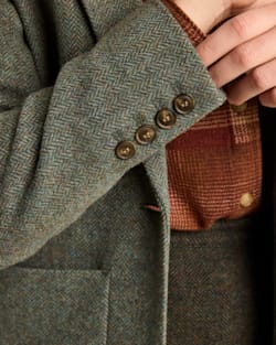 ALTERNATE VIEW OF WOMEN'S DAVIS HERRINGBONE WOOL BLAZER IN GREEN/SHALE MIX image number 5