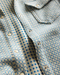 ALTERNATE VIEW OF WOMEN'S TEXTURED WOOL GAMBLER SHIRT IN BLUE TEXTURED CHECK image number 5