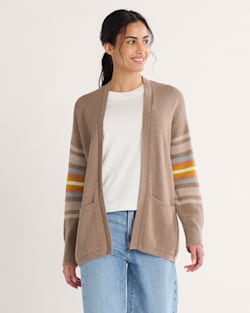 ALTERNATE VIEW OF WOMEN'S SIERRA SPRINGS COTTON CARDIGAN IN DARK TAUPE HEATHER image number 2