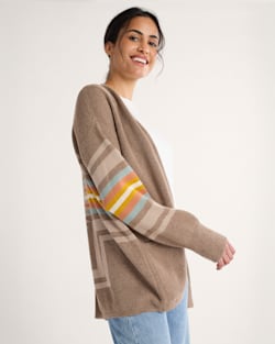 ALTERNATE VIEW OF WOMEN'S SIERRA SPRINGS COTTON CARDIGAN IN DARK TAUPE HEATHER image number 3