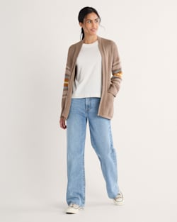 ALTERNATE VIEW OF WOMEN'S SIERRA SPRINGS COTTON CARDIGAN IN DARK TAUPE HEATHER image number 4