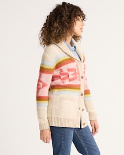 ALTERNATE VIEW OF WOMEN'S HERITAGE WOOL CARDIGAN IN TAN/ORANGE MULTI image number 3