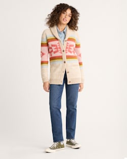 ALTERNATE VIEW OF WOMEN'S HERITAGE WOOL CARDIGAN IN TAN/ORANGE MULTI image number 4