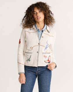 WOMEN'S SOUVENIR CARDIGAN IN OATMEAL MULTI image number 1