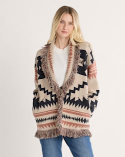 WOMEN'S GRAPHIC FRINGE CARDIGAN IN NATURAL MULTI image number 1
