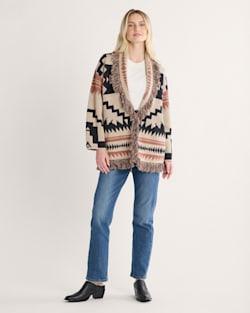 ALTERNATE VIEW OF WOMEN'S GRAPHIC FRINGE CARDIGAN IN NATURAL MULTI image number 4