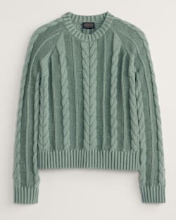 WOMEN'S COTTON CABLE SWEATER IN SAGE image number 1