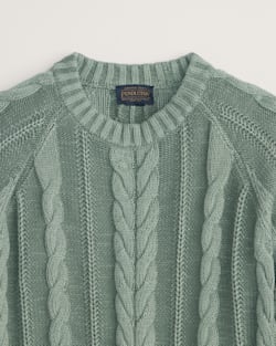 ALTERNATE VIEW OF WOMEN'S COTTON CABLE SWEATER IN SAGE image number 2