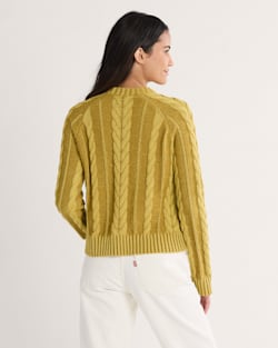 ALTERNATE VIEW OF WOMEN'S COTTON CABLE SWEATER IN GOLD image number 2