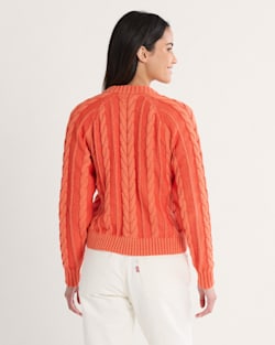 ALTERNATE VIEW OF WOMEN'S COTTON CABLE CARDIGAN IN POPPY image number 2
