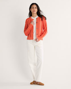 ALTERNATE VIEW OF WOMEN'S COTTON CABLE CARDIGAN IN POPPY image number 4