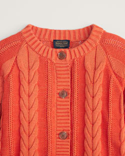 ALTERNATE VIEW OF WOMEN'S COTTON CABLE CARDIGAN IN POPPY image number 5