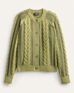 WOMEN'S COTTON CABLE CARDIGAN IN LIGHT OLIVE image number 1