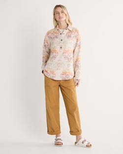 ALTERNATE VIEW OF WOMEN'S ARCADIA FLANNEL POPOVER SHIRT IN TAN AGATE BEACH image number 6