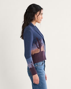 ALTERNATE VIEW OF WOMEN'S WESTERN SCENIC COTTON CARDIGAN IN NAVY STARRY NIGHT image number 3