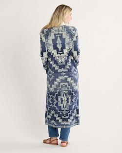 ALTERNATE VIEW OF WOMEN'S COTTON DUSTER CARDIGAN IN INDIGO MULTI image number 2