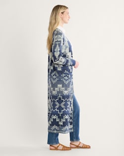 ALTERNATE VIEW OF WOMEN'S COTTON DUSTER CARDIGAN IN INDIGO MULTI image number 3