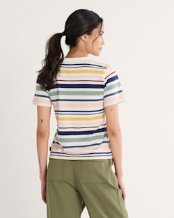 ALTERNATE VIEW OF WOMEN'S DESCHUTES STRIPE TEE IN ECRU STRIPE image number 2