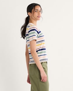 ALTERNATE VIEW OF WOMEN'S DESCHUTES STRIPE TEE IN ECRU STRIPE image number 3
