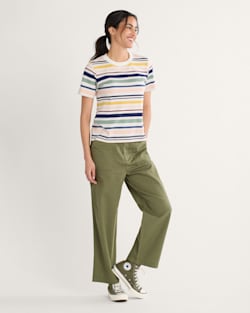 ALTERNATE VIEW OF WOMEN'S DESCHUTES STRIPE TEE IN ECRU STRIPE image number 4
