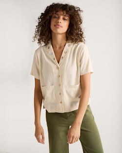 ALTERNATE VIEW OF WOMEN'S EMBROIDERED LINEN SHIRT IN NATURAL image number 4