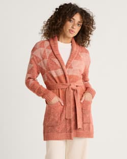 WOMEN'S MONTEREY BELTED COTTON CARDIGAN IN RUST SUNSET image number 1