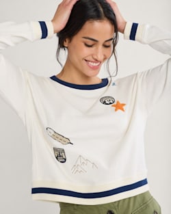 WOMEN'S GRAPHIC FRENCH TERRY CREWNECK IN ANTIQUE WHITE image number 1