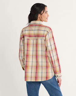 ALTERNATE VIEW OF WOMEN'S ARCADIA FLANNEL PLAID POPOVER SHIRT IN ANTIQUE WHITE MULTI image number 2