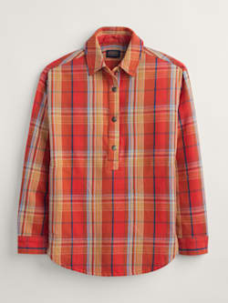 WOMEN'S ARCADIA FLANNEL PLAID POPOVER SHIRT IN RED MULTI image number 1