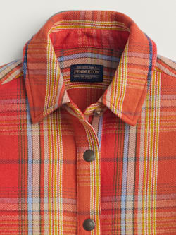 ALTERNATE VIEW OF WOMEN'S ARCADIA FLANNEL PLAID POPOVER SHIRT IN RED MULTI image number 2
