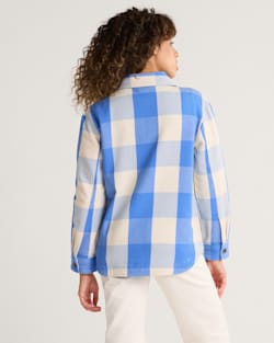 ALTERNATE VIEW OF WOMEN'S ARCADIA FLANNEL SHIRT JACKET IN BLUE BUFFALO CHECK image number 2