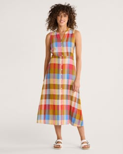 ALTERNATE VIEW OF WOMEN'S LANA SLEEVELESS LINEN DRESS IN PLAID MULTI image number 1