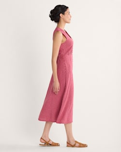 ALTERNATE VIEW OF WOMEN'S LANA SLEEVELESS LINEN DRESS IN PINK CHECK image number 2