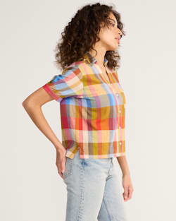 ALTERNATE VIEW OF WOMEN'S HARLOW LINEN SHIRT IN PLAID MULTI image number 3