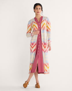 WOMEN'S COTTON DUSTER CARDIGAN IN IVORY MULTI image number 1