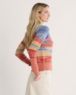 ALTERNATE VIEW OF WOMEN'S RAGLAN COTTON SWEATER IN INDIGO/RUST HEATHER image number 3