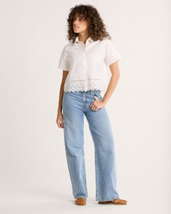 ALTERNATE VIEW OF WOMEN'S POPLIN EYELET SHIRT IN WHITE image number 4