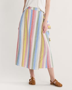 WOMEN'S LINEN WRAP SKIRT IN MULTI STRIPE image number 1