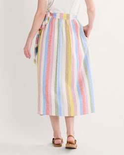 ALTERNATE VIEW OF WOMEN'S LINEN WRAP SKIRT IN MULTI STRIPE image number 3