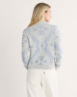 ALTERNATE VIEW OF WOMEN'S TEXTURED COTTON CARDIGAN IN ECRU/DUSTY BLUE image number 2