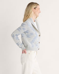 ALTERNATE VIEW OF WOMEN'S TEXTURED COTTON CARDIGAN IN ECRU/DUSTY BLUE image number 3